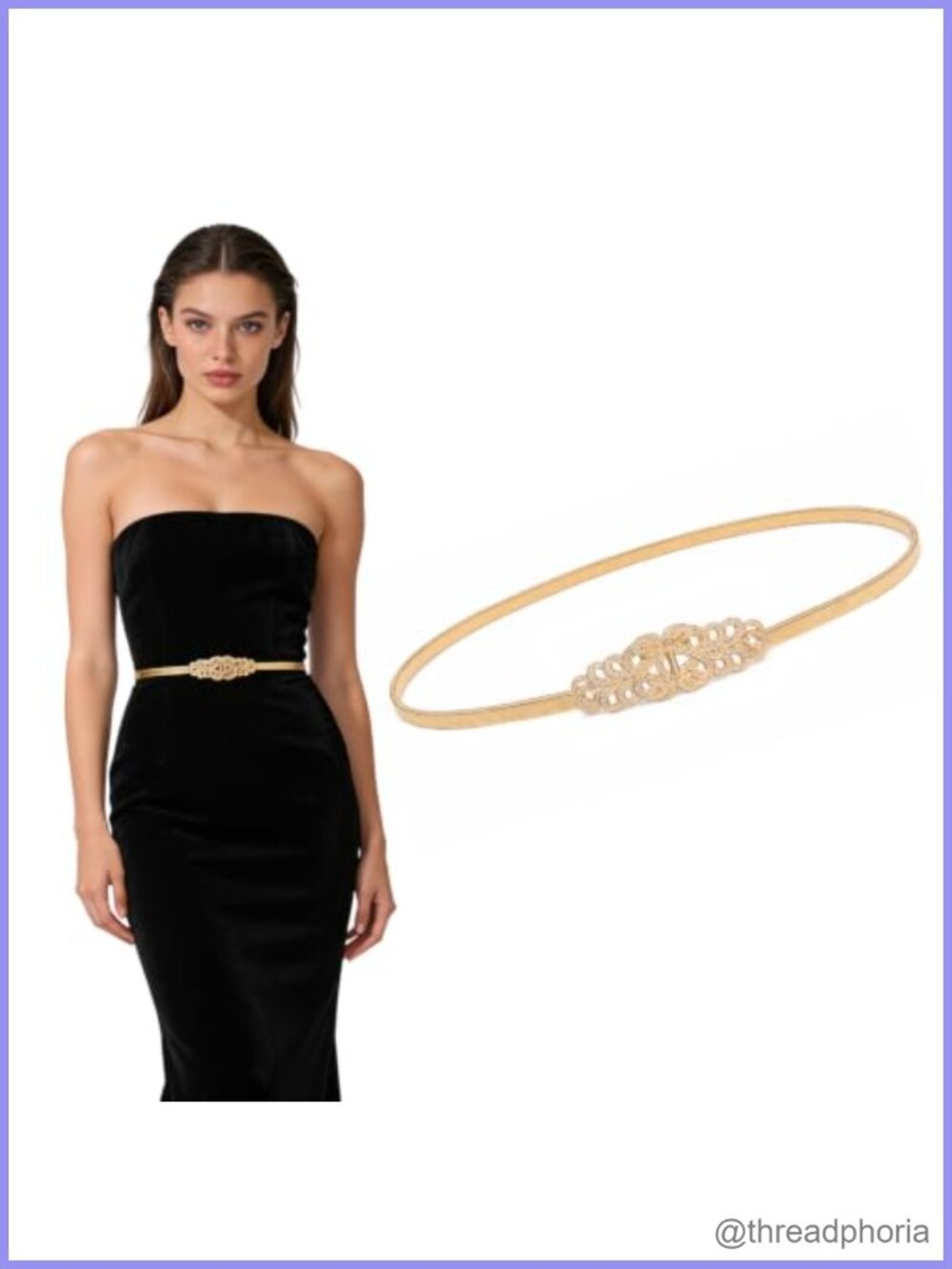 Metal Stretch Skinny Belt Adjustable Waistband for Dresses Evening Wear